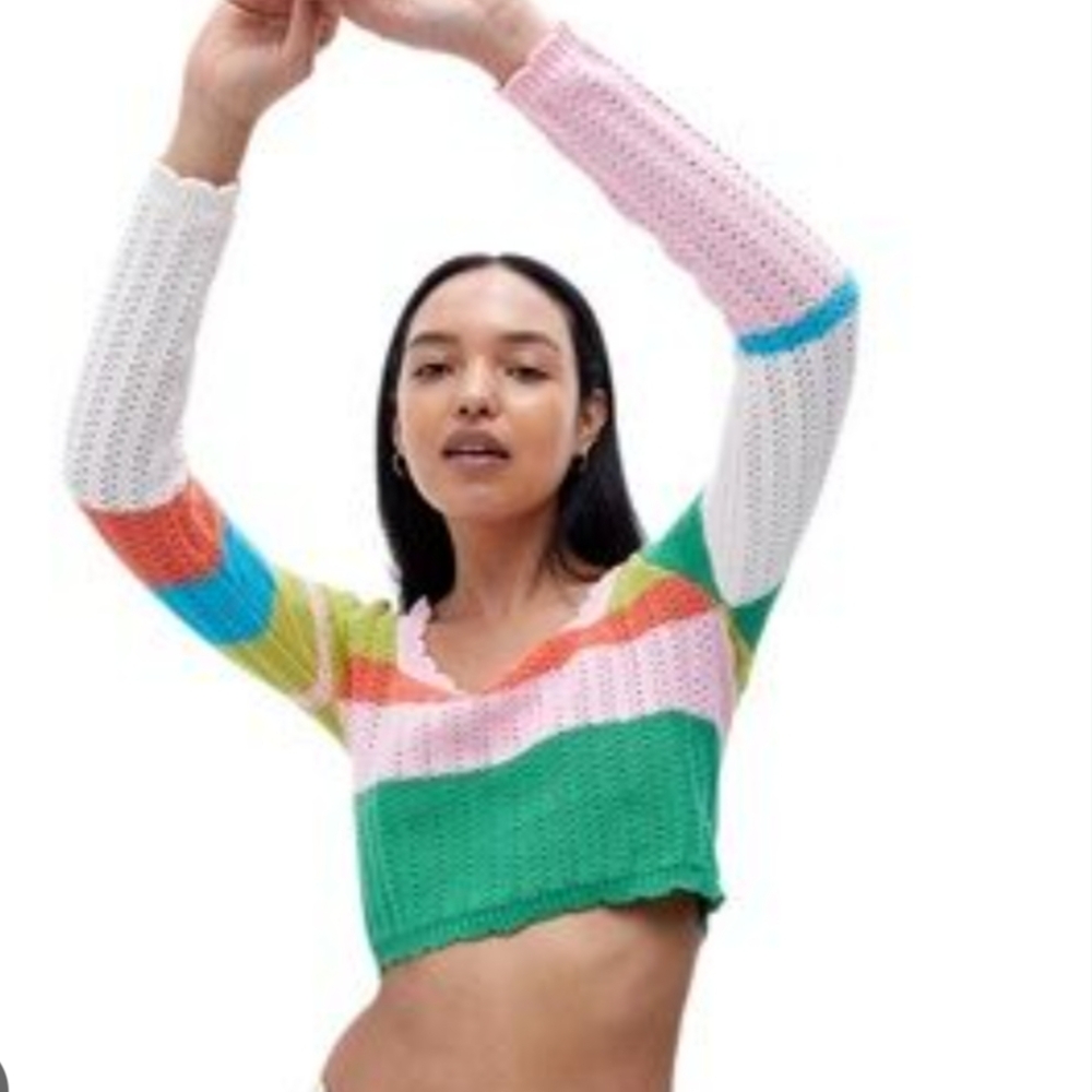 La Hearts Pink and Green Knit Top